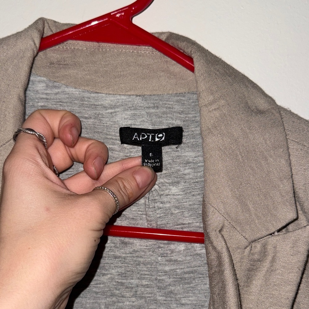 ❌LAST CHANCE❌ Apt. 9 Light Taupe Open-Front Women's Pocket Blazer - Picture 3 of 6